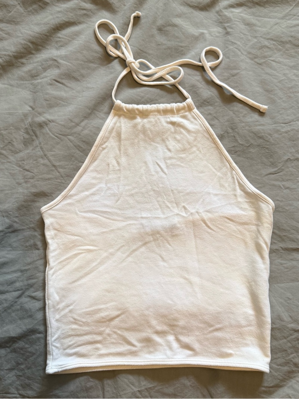 Brandy Melville White Ribbed Halter Top